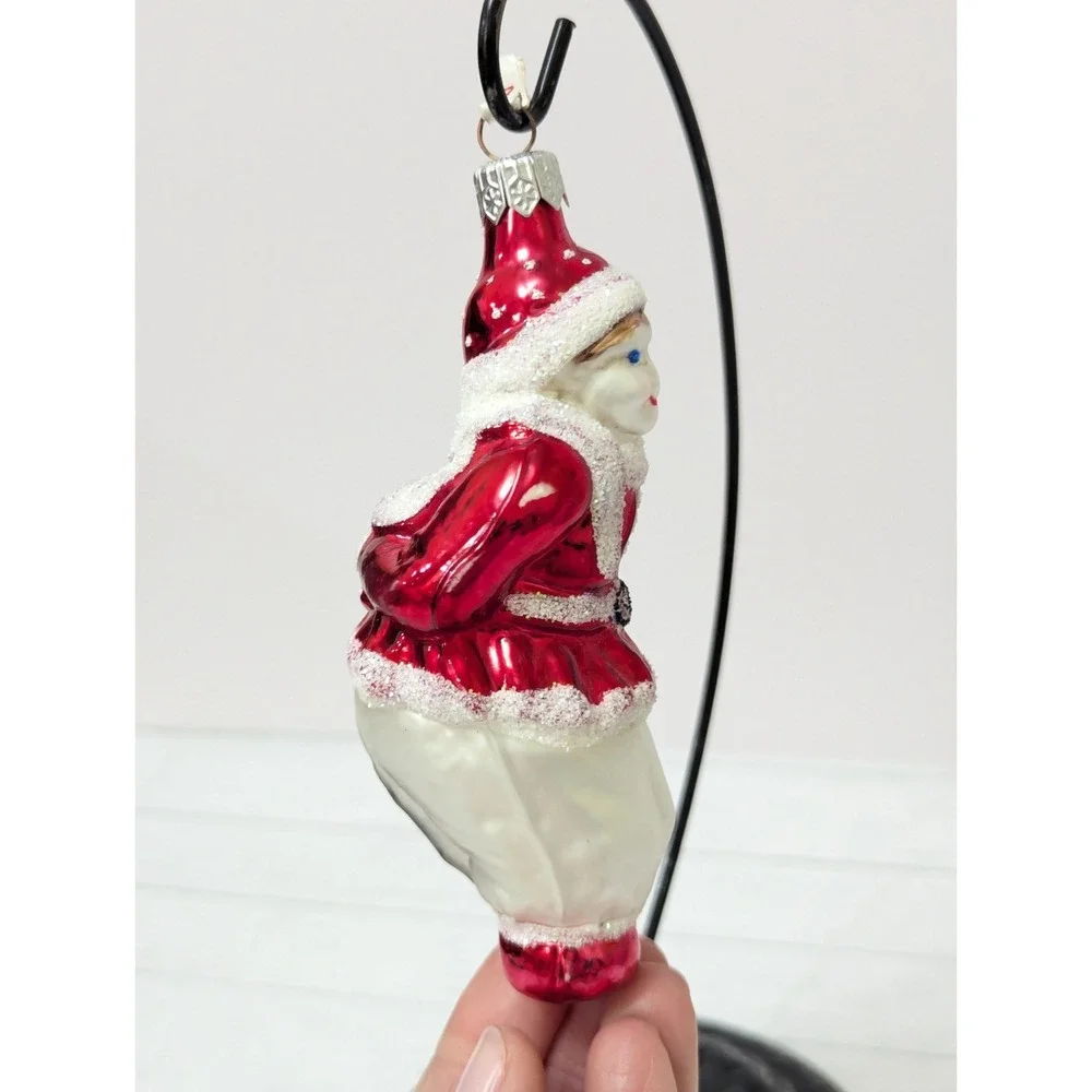 Vintage Ice Skate Child Victorian Blown Glass Ornament 5